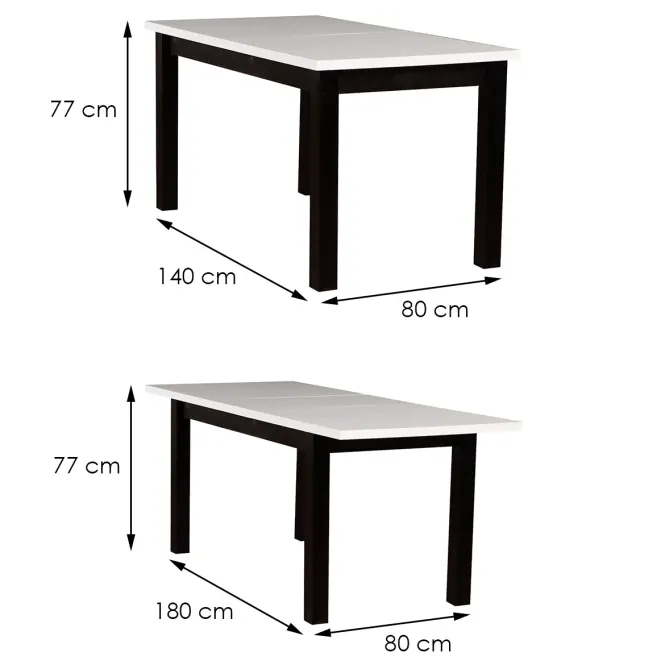 Asztal ST28 140X80+40 fehér/fekete,3
