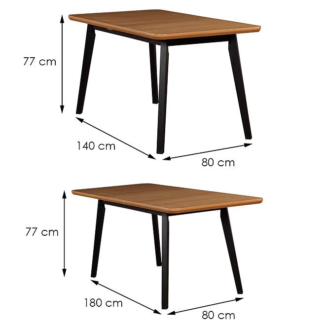 Asztal ST41 140X80+40 wotan tölgy/fekete