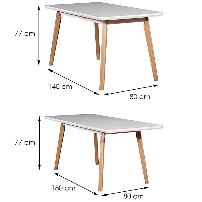 Asztal ST41 140x80+40 fehér/buk