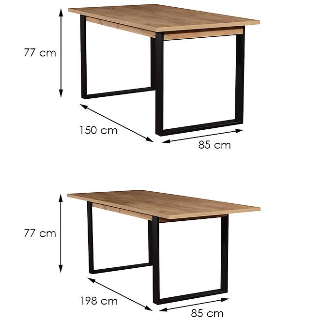 Asztal ST42 150x85+48 wotan tölgy/fekete