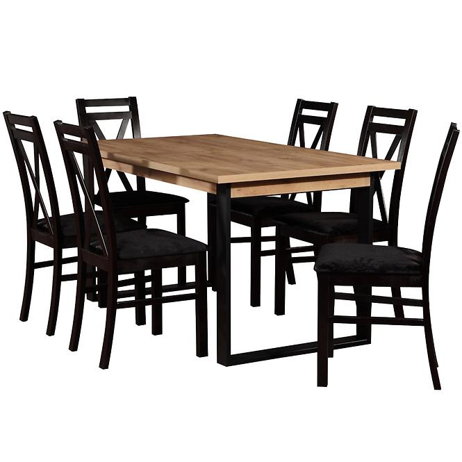 Asztal ST42 150x85+48 wotan tölgy/fekete