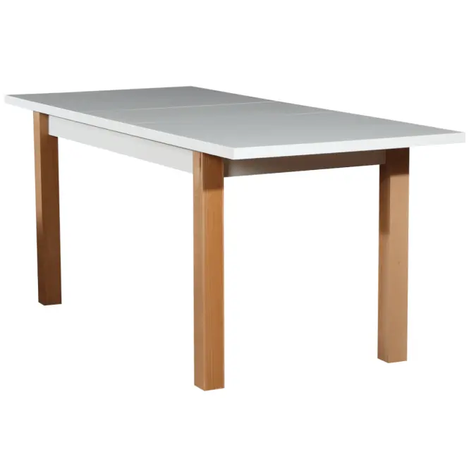 Asztal ST28 140X80+40 fehér/bükkfa,2