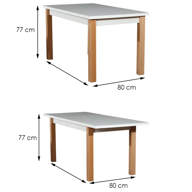 Asztal ST28 140X80+40 fehér/bükkfa,3