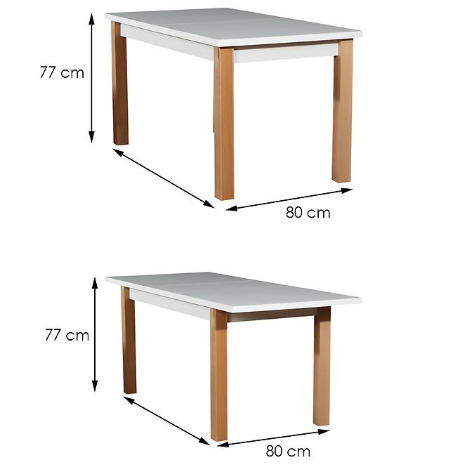 Asztal ST28 140X80+40 fehér/bükkfa,3