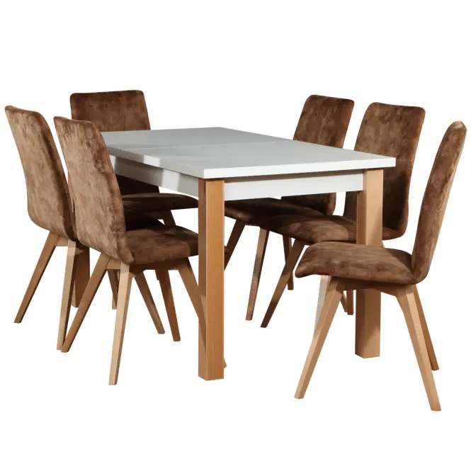 Asztal ST28 140X80+40 fehér/bükkfa,4