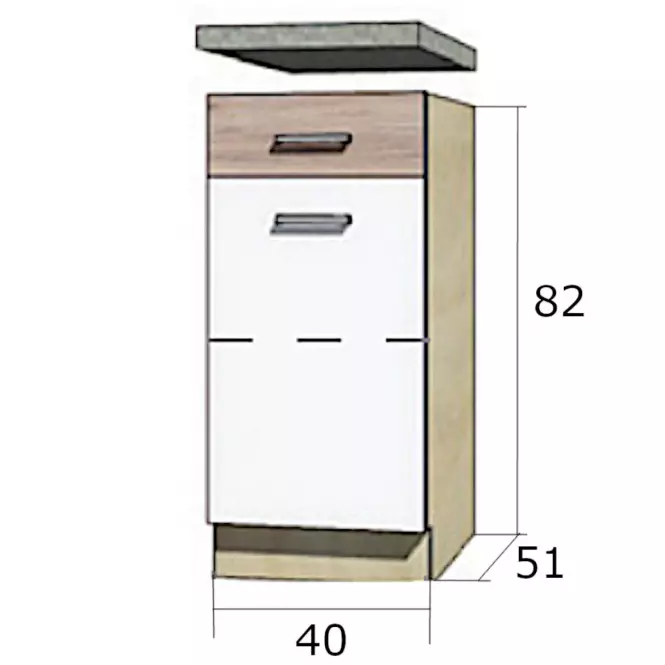 Konyhaszekrény Econo 2d Sonoma/Biały/San Remo
