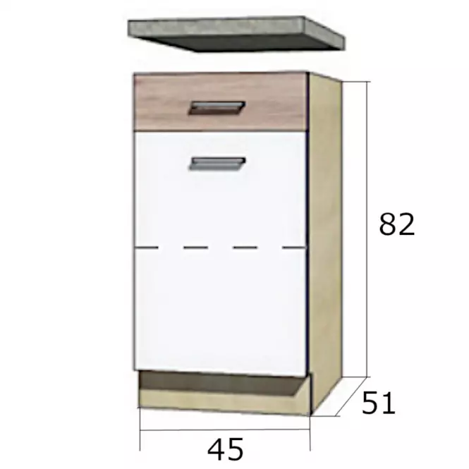 Konyhaszekrény Econo 3d Sonoma/Biały/San Remo