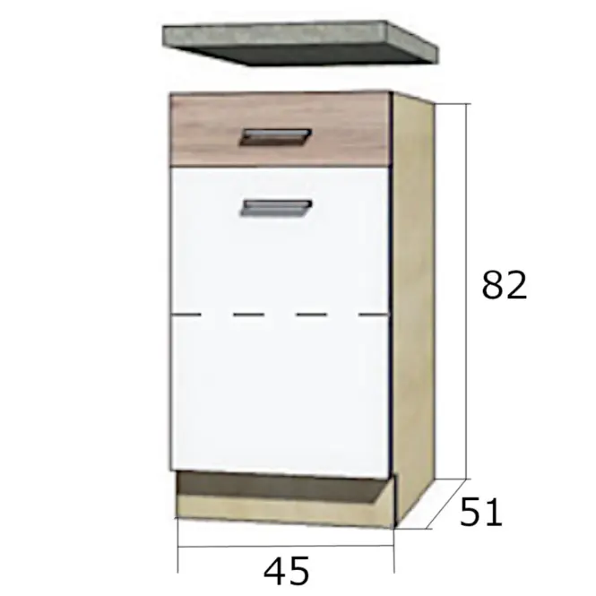 Konyhaszekrény Econo 3d Sonoma/fehér/San Remo