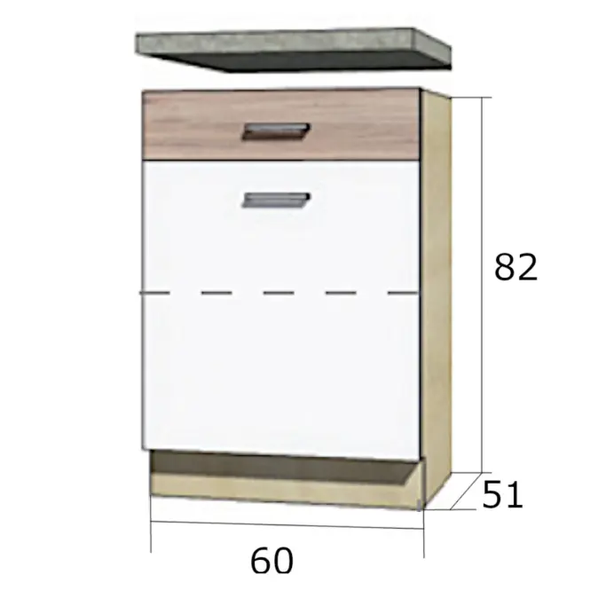 Konyhaszekrény Econo 5d Sonoma/fehér/San Remo,2