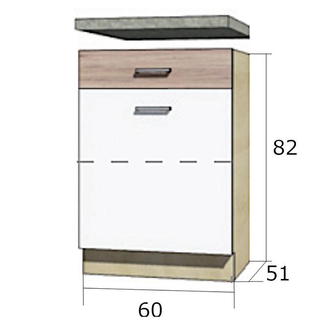 Konyhaszekrény Econo 5d Sonoma/fehér/San Remo,2