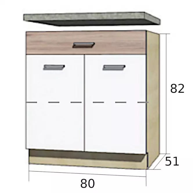 Konyhaszekrény Econo 6d Sonoma/Biały/San Remo
