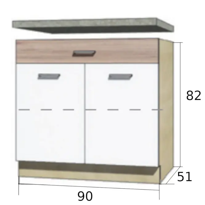 Konyhaszekrény Econo 7d Sonoma/fehér/San Remo,2