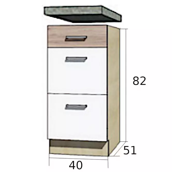 Konyhaszekrény Econo 8d Sonoma/Biały/San Remo