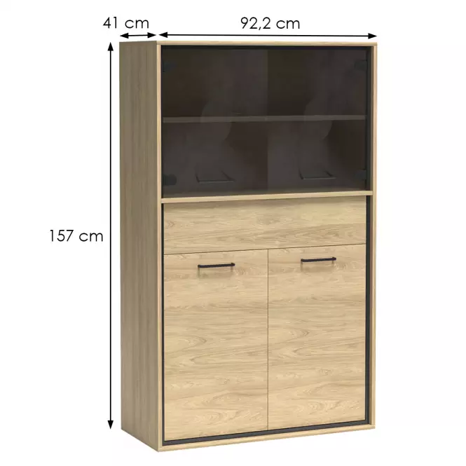 Vitrin M5 Mediolan Natural Hikora,3